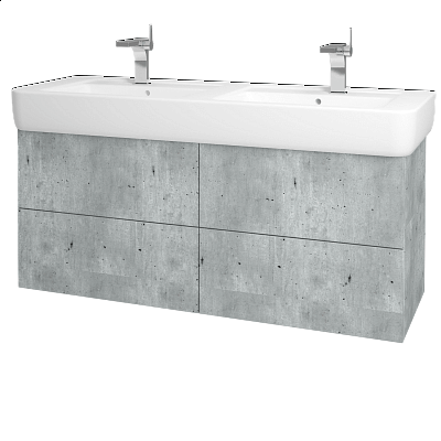 Waschtischunterschrank FLAT SZZ4 130 (für Waschtisch Keramag Renova)  - D01 Beton - D01 Beton