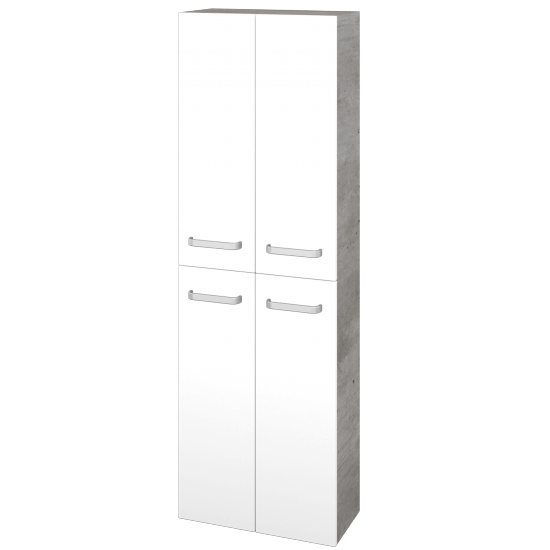 Hochschrank UNI SV1D4 50  - D01 Beton - Griffes T01 - L01 Weiß Lack Hochglanz