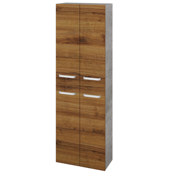 Hochschrank UNI SV1D4 50  - D01 Beton - Griffes T01 - D27 Cognac
