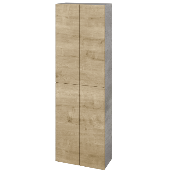 Hochschrank UNI SV1D4 50  - D01 Beton - Grifflose Ausführung T00 (ohne Bohrungen für Griffe) - D09 Eiche Arlington