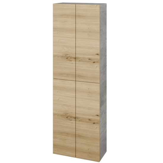 Hochschrank UNI SV1D4 50  - D01 Beton - Grifflose Ausführung T00 (ohne Bohrungen für Griffe) - D22 Eiche Caramel