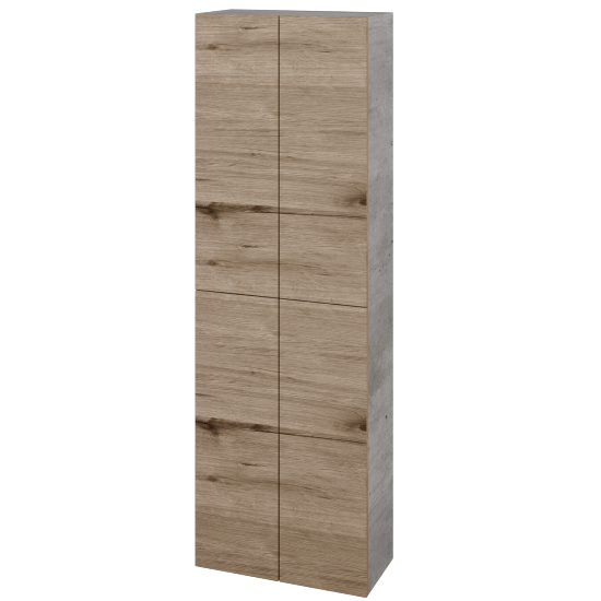 Hochschrank UNI SV1D4 50  - D01 Beton - Grifflose Ausführung T00 (ohne Bohrungen für Griffe) - D23 Eiche Herkules
