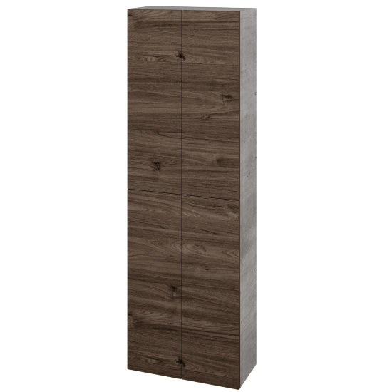 Hochschrank UNI SV1D4 50  - D01 Beton - Grifflose Ausführung T00 (ohne Bohrungen für Griffe) - D25 Teak