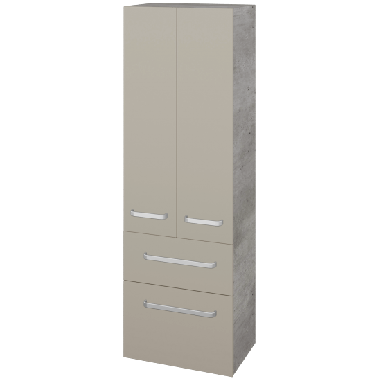 UNI SVD2Z2 50 Hochschrank  - D01 Beton - Griffes T01 - L04 Taupe Lack Hochglanz