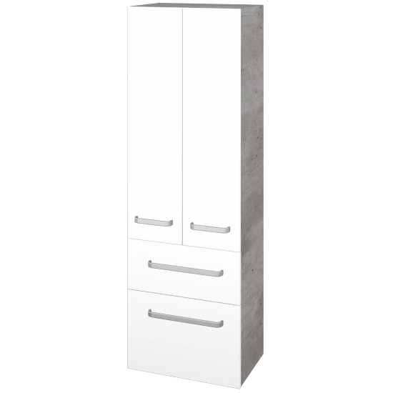 Hochschrank UNI SVD2Z2 50  - D01 Beton - Griffes T01 - M01 Weiß Lack Matt