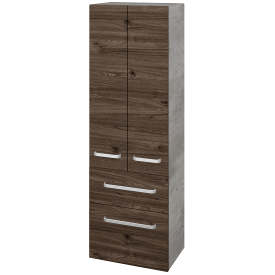 Hochschrank UNI SVD2Z2 50  - D01 Beton - Griffes T01 - D25 Teak