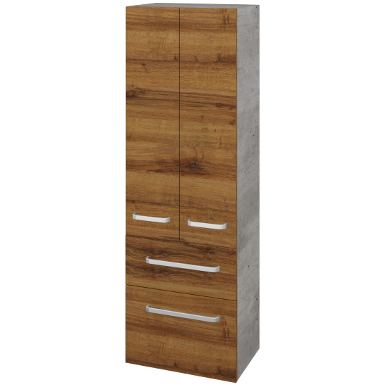 Hochschrank UNI SVD2Z2 50  - D01 Beton - Griffes T01 - D27 Cognac