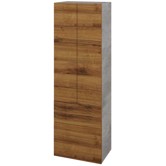 Hochschrank UNI SVD2Z2 50  - D01 Beton - Griffes T00 - D27 Cognac