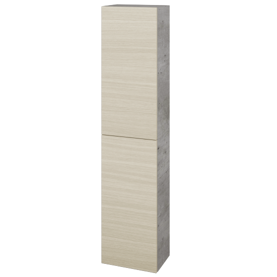 Hochschrank UNI SV1D2 35  - D01 Beton - Grifflose Ausführung T00 (ohne Bohrungen für Griffe) - D04 Eiche - Links