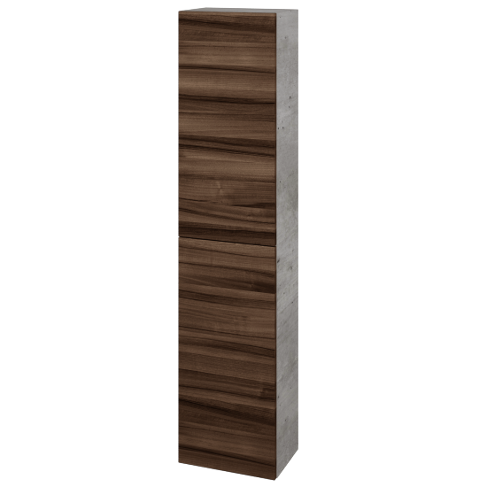 Hochschrank UNI SV1D2 35  - D01 Beton - Griffes T00 - D06 Nussbaum - Links