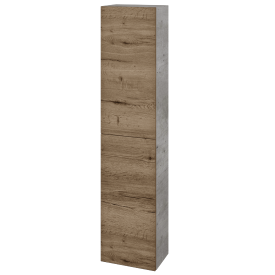 Hochschrank UNI SV1D2 35  - D01 Beton - Grifflose Ausführung T00 (ohne Bohrungen für Griffe) - D21 Tobacco - Links