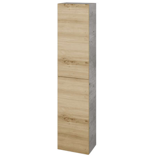 Hochschrank UNI SV1D2 35  - D01 Beton - Grifflose Ausführung T00 (ohne Bohrungen für Griffe) - D22 Eiche Caramel - Links