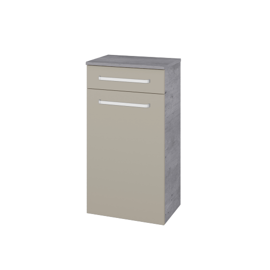 UNI SNDZ 50 Niedriger Schrank  - D01 Beton - Griffes T01 - L04 Taupe Lack Hochglanz - Links