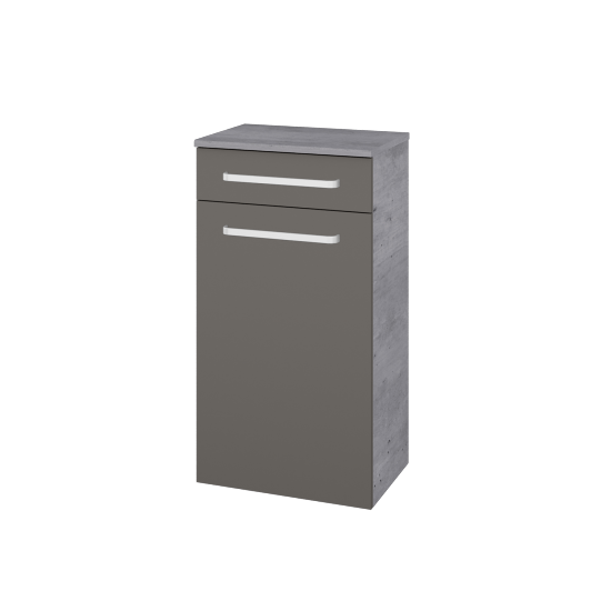 Niedriger Schrank UNI SNDZ 50  - D01 Beton - Griffes T01 - N06 Lava - Links