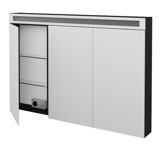 Badezimmer Spiegelschrank ORO GA3OE 120  - L03 Grau Metallic Lack Hochglanz