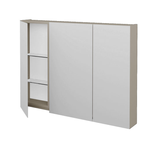 Badezimmer Spiegelschrank AMBIENTE GA3E 100  - L04 Taupe Lack Hochglanz