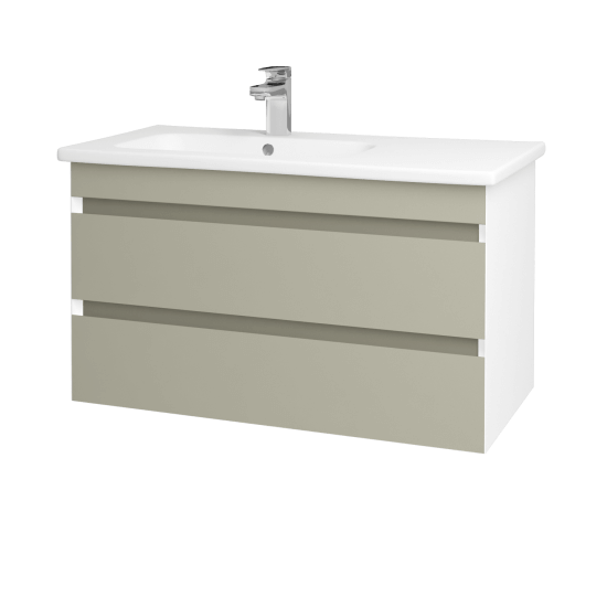 Badezimmerschrank JESTY SZZ2 90  - L01 Weiß Lack Hochglanz - L04 Taupe Lack Hochglanz