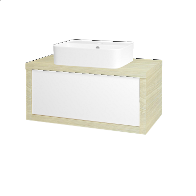 Badezimmerschrank MOVE SZZ 80 (Waschtisch Joy 2)  - D04 Eiche - M01 Weiß Lack Matt