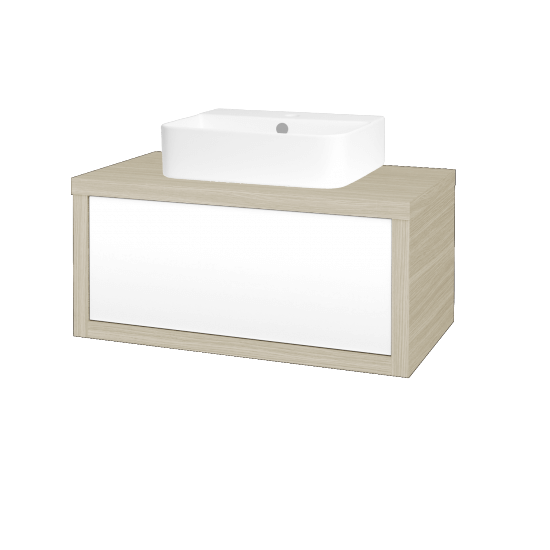 Waschtischunterschrank MOVE SZZ 80 (Waschtisch Joy 3)  - D04 Eiche - L01 Weiß Lack Hochglanz