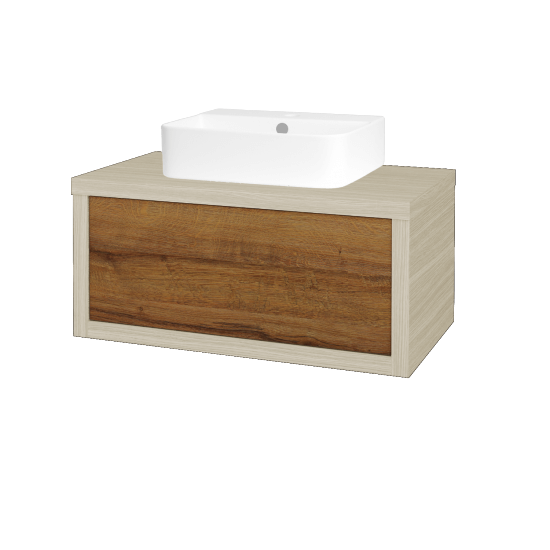 Waschtischunterschrank MOVE SZZ 80 (Waschtisch Joy 3)  - D04 Eiche - D27 Cognac