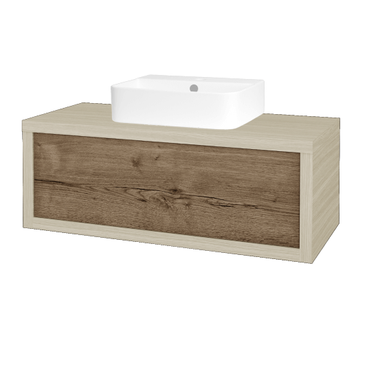 Waschtischunterschrank MOVE SZZ 100 (Waschtisch Joy 3)  - D04 Eiche - D21 Tobacco