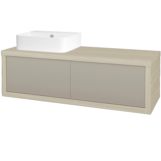 Waschtischunterschrank MOVE SZZ2 120 (Waschtisch Joy 3)  - D04 Eiche - L04 Taupe Lack Hochglanz - Links