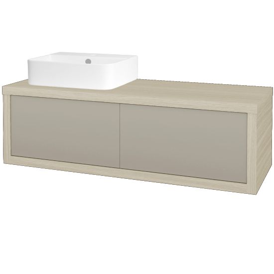 Badezimmerschrank MOVE SZZ2 120 (Waschtisch Joy 3)  - D04 Eiche - L04 Taupe Lack Hochglanz - Links