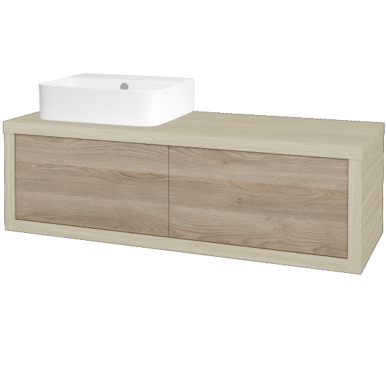 Waschtischunterschrank MOVE SZZ2 120 (Waschtisch Joy 3)  - D04 Eiche - D17 Eiche Colorado - Links