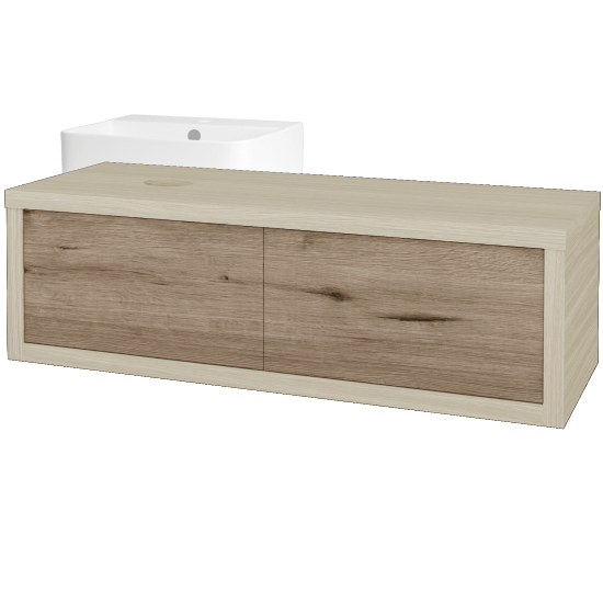 Waschtischunterschrank MOVE SZZ2 120 (Waschtisch Joy 3)  - D04 Eiche - D23 Herkules - Links