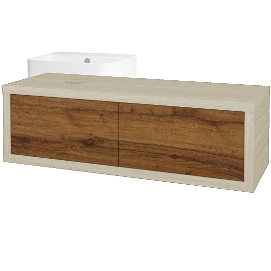 Waschtischunterschrank MOVE SZZ2 120 (Waschtisch Joy 3)  - D04 Eiche - D27 Cognac - Links