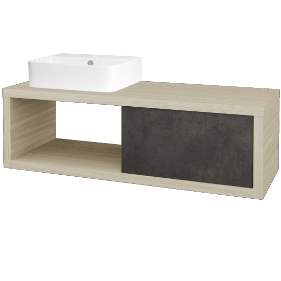 Badezimmerschrank MOVE SZZO 120 (Waschtisch Joy 3)  - D04 Eiche - D16 Dark Beton - Links