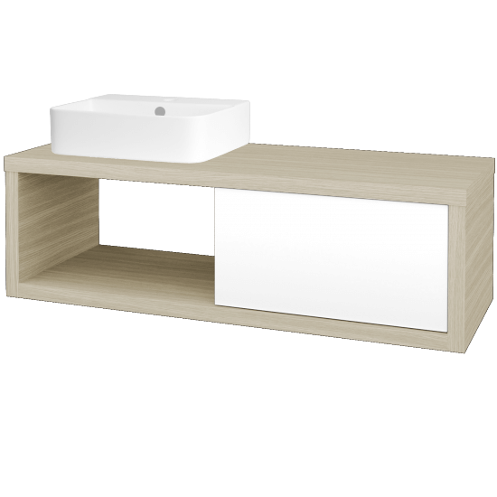 Waschtischunterschrank MOVE SZZO 120 (Waschtisch Joy 3)  - D04 Eiche - M01 Weiß Lack Matt - Links