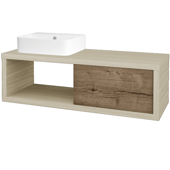 Waschtischunterschrank MOVE SZZO 120 (Waschtisch Joy 3)  - D04 Eiche - D21 Tobacco - Links