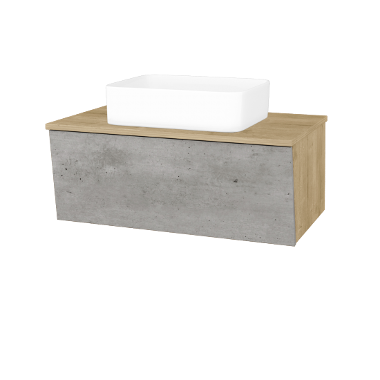 Badezimmerschrank EDITION SZZ 80 (Waschtisch Joy)  - D09 Eiche Arlington - D01 Beton - Nein