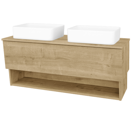 Badezimmerschrank EDITION SZZO 125 (2 Waschtische Joy)  - D09 Eiche Arlington - D09 Arlington - Nein