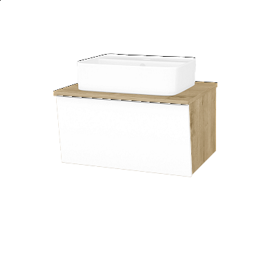 Badezimmerschrank EDITION SZZ 65 (Waschtisch Joy 2)  - D09 Eiche Arlington - L01 Weiß Lack Hochglanz