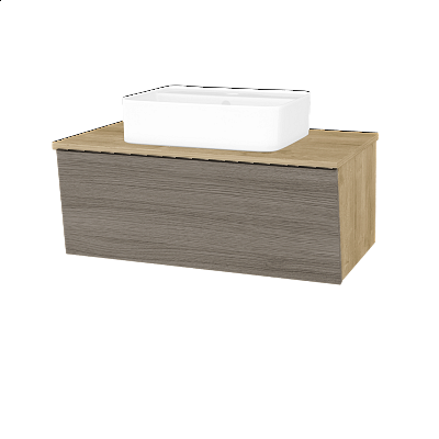 Badezimmerschrank EDITION SZZ 80 (Waschtisch Joy 2)  - D09 Eiche Arlington - D03 Cafe