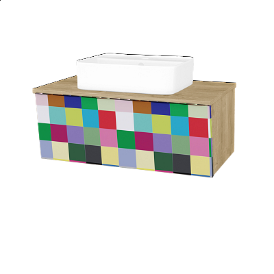 Badezimmerschrank EDITION SZZ 80 (Waschtisch Joy 2)  - D09 Eiche Arlington - IND Individual