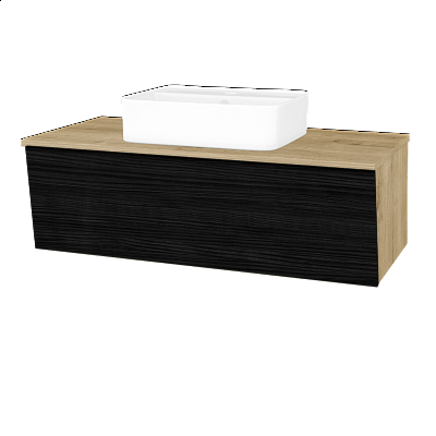 Badezimmerschrank EDITION SZZ 100 (Waschtisch Joy 2)  - D09 Eiche Arlington - D14 Hacienda Schwarz