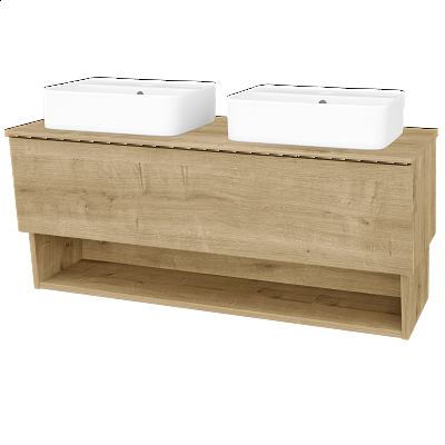 Badezimmerschrank EDITION SZZO 125 (2 Waschtische Joy 2)  - D09 Eiche Arlington - D09 Arlington