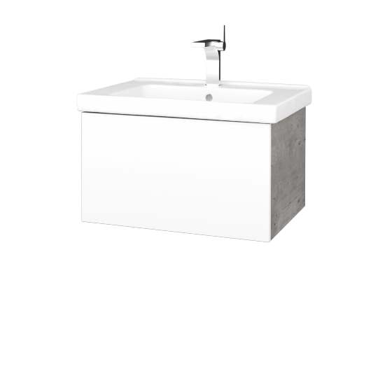 Kúpeľňová skrinka VARIANTE SZZ 65 (umývadlo Harmonia)  - D01 Betón - M01 Biela mat