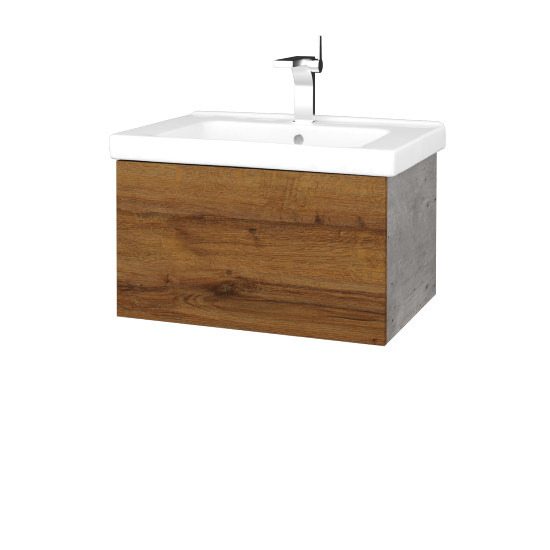 Waschtischunterschrank FLAT SZZ 65 (Waschtisch Harmonia)  - D01 Beton - D27 Cognac