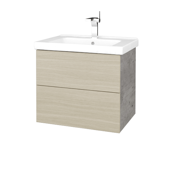 Waschtischunterschrank FLAT SZZ2 60 (Waschtisch Harmonia)  - D01 Beton - D04 Eiche