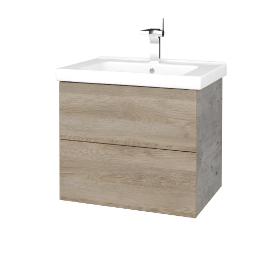 Waschtischunterschrank FLAT SZZ2 60 (Waschtisch Harmonia)  - D01 Beton - D17 Eiche Colorado