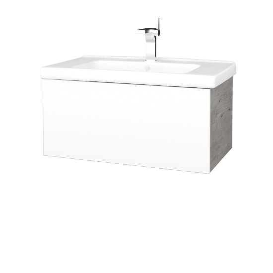 Kúpeľňová skrinka VARIANTE SZZ 80 (umývadlo Harmonia)  - D01 Betón - M01 Biela mat