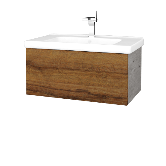 Waschtischunterschrank FLAT SZZ 80 (Waschtisch Harmonia)  - D01 Beton - D27 Cognac