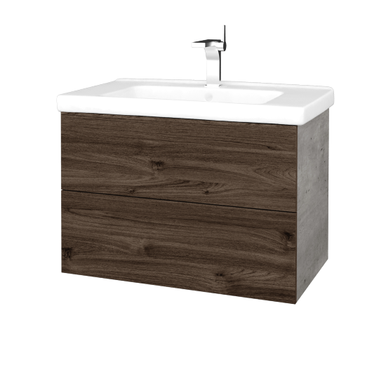 Waschtischunterschrank FLAT SZZ2 80 (Waschtisch Harmonia)  - D01 Beton - D25 Teak