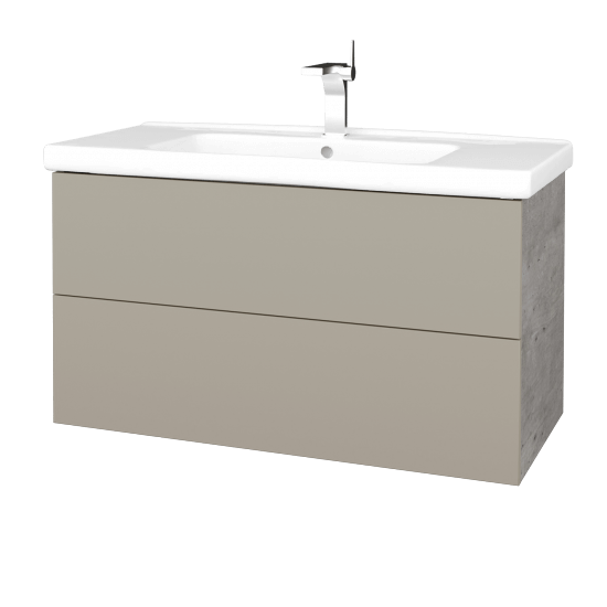 Waschtischunterschrank FLAT SZZ2 100 (Waschtisch Harmonia)  - D01 Beton - L04 Taupe Lack Hochglanz