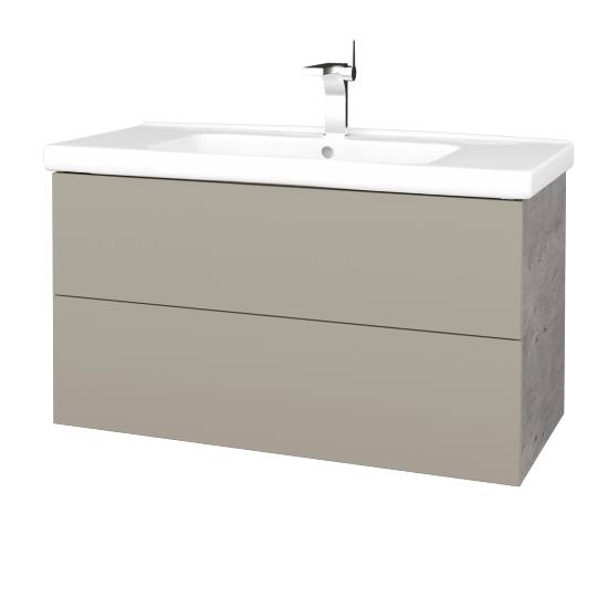 Badezimmerschrank FLAT SZZ2 100 (Waschtisch Harmonia)  - D01 Beton - L04 Taupe Lack Hochglanz