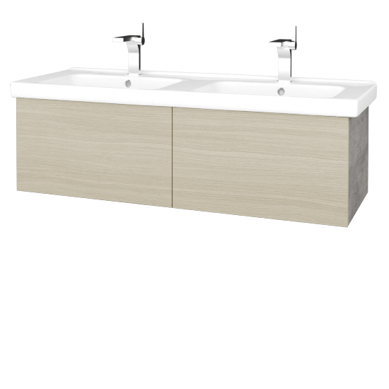 Waschtischunterschrank FLAT SZZ2 125 (Waschtisch Harmonia)  - D01 Beton - D04 Eiche